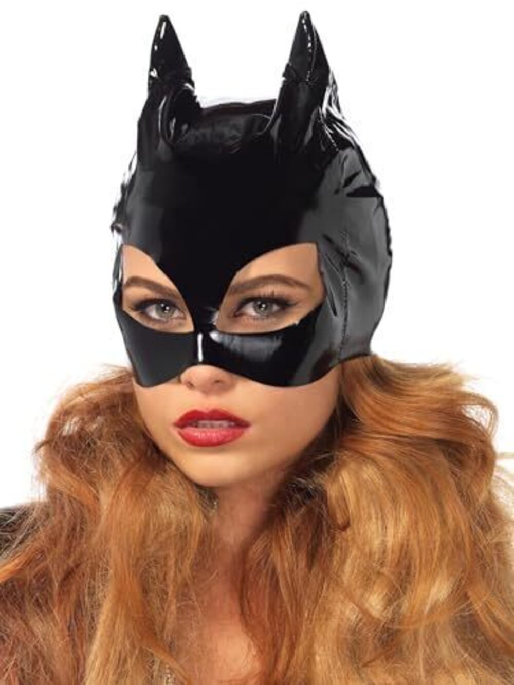 8071 Black Vinyl Cat Mask, Black Vinyl, O/S